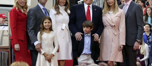 Republican presidential candidate Donald Trump, fourth from left, poses for a photo with family members on the NBC Today television program, in New York, Thursday, April 21, 2016 Republican presidential candidate Donald Trump, fourth from left, poses for a photo with family members on the NBC Today television program, in New York, Thursday, April 21, 2016 - Sputnik International