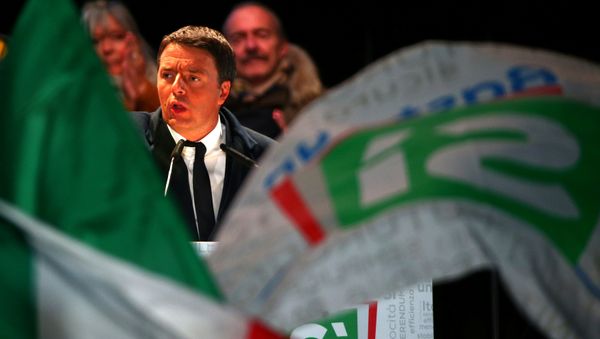 Italian Prime Minister Matteo Renzi speaks during the last rally for a Yes vote in the upcoming referendum about constitutional reform, in Florence, Italy Italian Prime Minister Matteo Renzi speaks during the last rally for a Yes vote in the upcoming referendum about constitutional reform, in Florence, Italy - Sputnik International