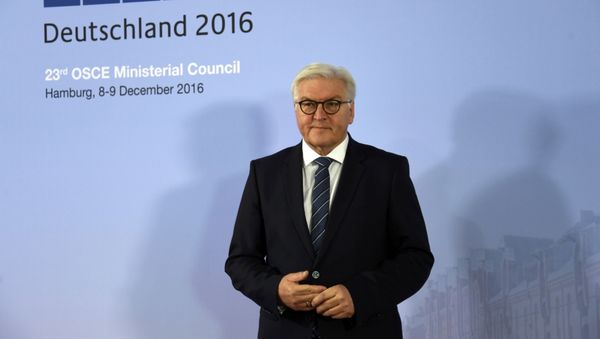 German Foreign Minister Frank-Walter Steinmeier waits for his counterparts at the 23rd OSCE Ministerial Council organized by Germany's OSCE Chairmanship in Hamburg, Germany December 8, 2016. German Foreign Minister Frank-Walter Steinmeier waits for his counterparts at the 23rd OSCE Ministerial Council organized by Germany's OSCE Chairmanship in Hamburg, Germany December 8, 2016. - Sputnik International