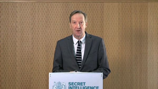 MI6 chief Alex Younger speaks at MI6's Vauxhall Cross headquarters in central London, in this still image from video, Britain December 8, 2016. MI6 chief Alex Younger speaks at MI6's Vauxhall Cross headquarters in central London, in this still image from video, Britain December 8, 2016. - Sputnik International