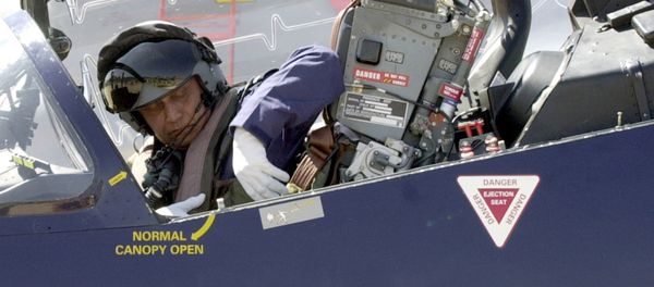 Chief of Indian Air Force Air Chief marshal SP Tyagi unfastens his seatbelt as he gets out of a BAE systems HAWK advanced jet trainer after flying it over the Yehlanka Air force Station on the outskirts of Bangalore on the eve of the Aero India 2005 aerospace show. (File) Chief of Indian Air Force Air Chief marshal SP Tyagi unfastens his seatbelt as he gets out of a BAE systems HAWK advanced jet trainer after flying it over the Yehlanka Air force Station on the outskirts of Bangalore on the eve of the Aero India 2005 aerospace show. (File) - Sputnik International