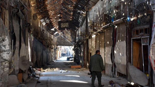 A Syrian Army soldier walks past closed shops in the Bab al-Nasr district of Aleppo's Old City on December 9, 2016 A Syrian Army soldier walks past closed shops in the Bab al-Nasr district of Aleppo's Old City on December 9, 2016 - Sputnik International