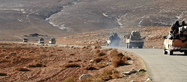 This image posted online on Saturday, Dec. 10, 2016, by supporters of the Islamic State militant group on an anonymous photo sharing website, purports to show a convoy of Daesh vehicles driving in a desert area of east of Palmyra city, in Homs, Syria This image posted online on Saturday, Dec. 10, 2016, by supporters of the Islamic State militant group on an anonymous photo sharing website, purports to show a convoy of Daesh vehicles driving in a desert area of east of Palmyra city, in Homs, Syria - Sputnik International