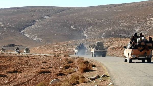 This image posted online on Saturday, Dec. 10, 2016, by supporters of the Islamic State militant group on an anonymous photo sharing website, purports to show a convoy of Daesh vehicles driving in a desert area of east of Palmyra city, in Homs, Syria - Sputnik International