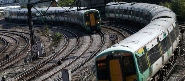 Southern Rail passenger trains arrive at Victoria Station in London on September 7, 2016 - Sputnik International