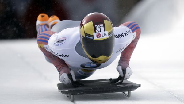 Yun Sungbin, of South Korea, competes in the men's Skeleton World Cup race on Saturday, Jan. 16, 2016, in Park City, Utah - Sputnik International