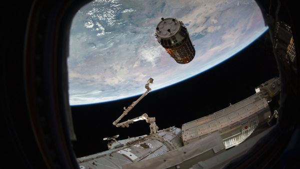This photo provided by NASA TV shows a Japanese cargo ship before it arrives with Christmas gifts to the International Space Station on Tuesday, Dec. 13, 2016 - Sputnik International
