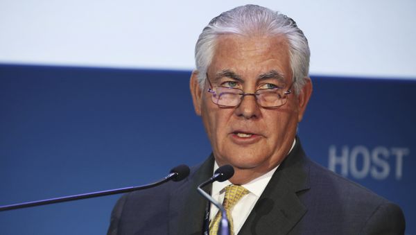 ExxonMobil CEO and chairman Rex W. Tillerson gives a speech at the annual Abu Dhabi International Petroleum Exhibition & Conference in Abu Dhabi, United Arab Emirates, on Monday, Nov. 7, 2016 ExxonMobil CEO and chairman Rex W. Tillerson gives a speech at the annual Abu Dhabi International Petroleum Exhibition & Conference in Abu Dhabi, United Arab Emirates, on Monday, Nov. 7, 2016 - Sputnik International