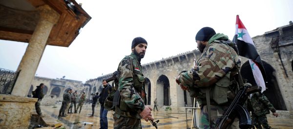 Forces loyal to Syria's President Bashar al-Assad stand inside the Umayyad mosque, in the government-controlled area of Aleppo, during a media tour, Syria December 13, 2016 Forces loyal to Syria's President Bashar al-Assad stand inside the Umayyad mosque, in the government-controlled area of Aleppo, during a media tour, Syria December 13, 2016 - Sputnik International