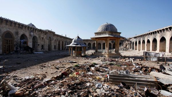 A general view of damage in the Umayyad mosque of Old Aleppo - Sputnik International