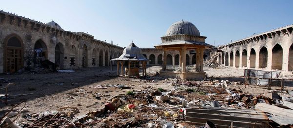 A general view of damage in the Umayyad mosque of Old Aleppo A general view of damage in the Umayyad mosque of Old Aleppo - Sputnik International