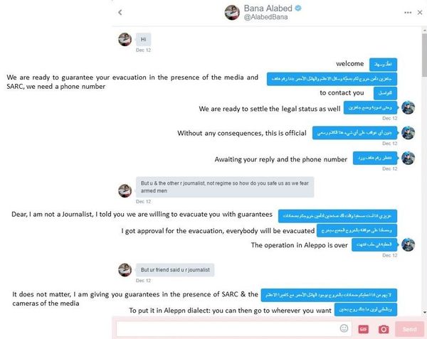 Twitter conversation between Maytham Al Ashkar and al-Abed's account Twitter conversation between Maytham Al Ashkar and al-Abed's account - Sputnik International