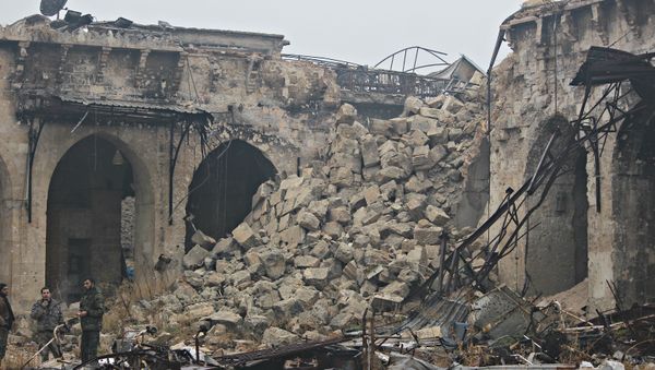 Destroyed Minaret of the Umayyed Mosque, Old City, East Aleppo. Liberated by SAA - Sputnik International