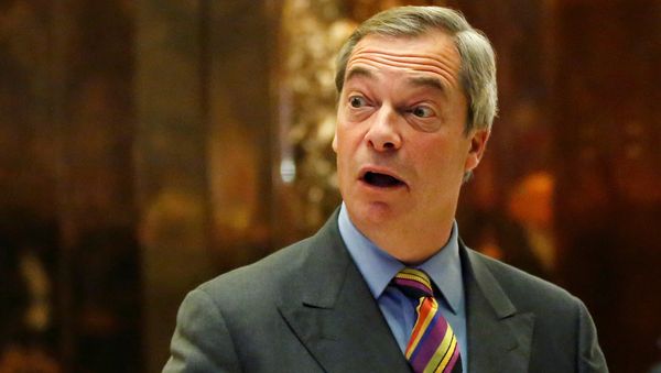 Nigel Farage stands in the lobby of Trump Tower in Manhattan, New York, U.S., December 15, 2016. Nigel Farage stands in the lobby of Trump Tower in Manhattan, New York, U.S., December 15, 2016. - Sputnik International