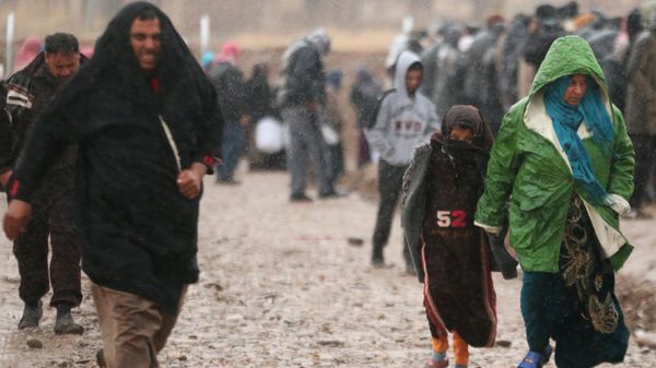 Displaced Iraqis, who fled the Islamic State stronghold of Mosul, walk under rain in Khazer camp, Iraq December 14, 2016 Displaced Iraqis, who fled the Islamic State stronghold of Mosul, walk under rain in Khazer camp, Iraq December 14, 2016 - Sputnik International