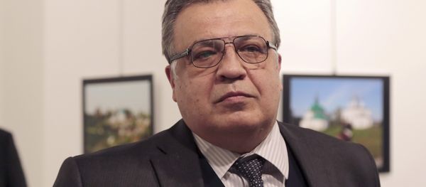 Andrei Karlov, the Russian Ambassador to Turkey, speaks at a photo exhibition in Ankara on Monday, Dec. 19, 2016, moments before a gunman opened fire on him Andrei Karlov, the Russian Ambassador to Turkey, speaks at a photo exhibition in Ankara on Monday, Dec. 19, 2016, moments before a gunman opened fire on him - Sputnik International