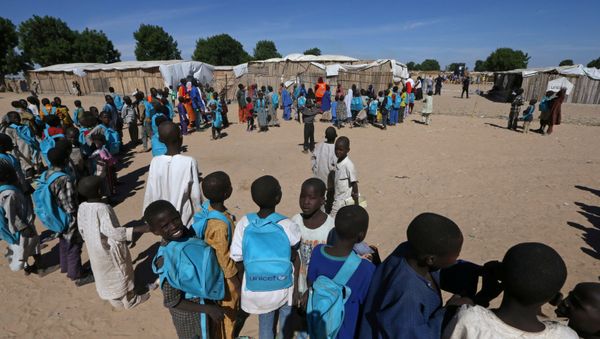 Children are seen at a Unicef school programme at the Muna internally displaced people (IDP) camp in Maiduguri, Nigeria December 1, 2016 Children are seen at a Unicef school programme at the Muna internally displaced people (IDP) camp in Maiduguri, Nigeria December 1, 2016 - Sputnik International
