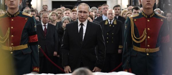 Russian President Vladimir Putin at the ceremony to pay last respects to Russian Ambassador to Turkey Andrei Karlov, at the Russian Foreign Ministry. The ambassador was assassinated in Ankara Russian President Vladimir Putin at the ceremony to pay last respects to Russian Ambassador to Turkey Andrei Karlov, at the Russian Foreign Ministry. The ambassador was assassinated in Ankara - Sputnik International
