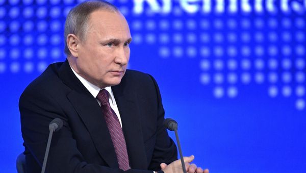 Russian President Vladimir Putin attends his annual end-of-year news conference in Moscow, Russia Russian President Vladimir Putin attends his annual end-of-year news conference in Moscow, Russia - Sputnik International