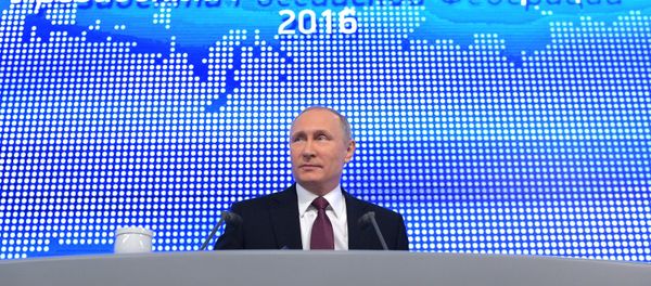 Russian President Vladimir Putin attends his annual end-of-year news conference in Moscow, Russia Russian President Vladimir Putin attends his annual end-of-year news conference in Moscow, Russia - Sputnik International
