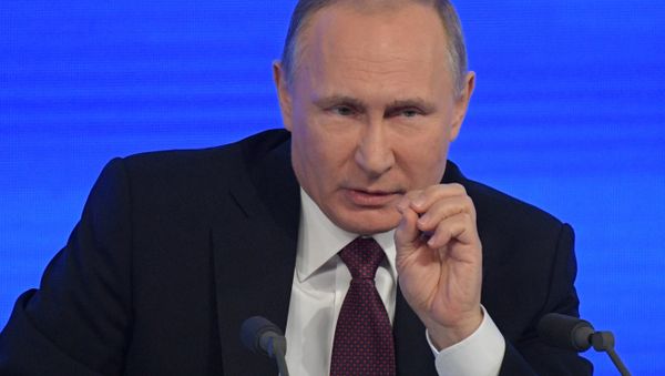 Russian President Vladimir Putin attends his annual end-of-year news conference in Moscow, Russia Russian President Vladimir Putin attends his annual end-of-year news conference in Moscow, Russia - Sputnik International