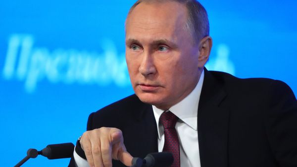 Russian President Vladimir Putin attends his annual end-of-year news conference in Moscow, Russia Russian President Vladimir Putin attends his annual end-of-year news conference in Moscow, Russia - Sputnik International