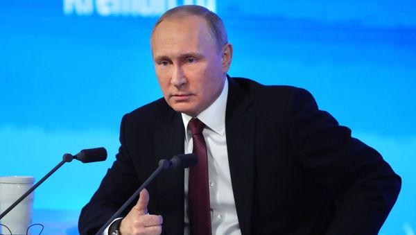 Russian President Vladimir Putin attends his annual end-of-year news conference in Moscow, Russia Russian President Vladimir Putin attends his annual end-of-year news conference in Moscow, Russia - Sputnik International