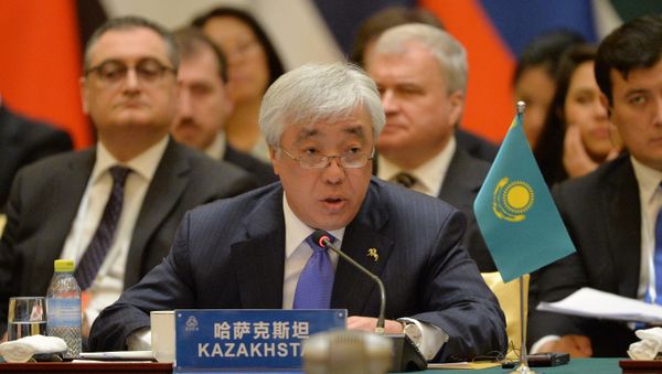Kazakhstan's Foreign Minister Erlan Idrissov speaks during the Conference on Interaction and Confidence Building Measures in Asia (CICA) at the Diaoyutai State Guesthouse in Beijing on April 28, 2016 Kazakhstan's Foreign Minister Erlan Idrissov speaks during the Conference on Interaction and Confidence Building Measures in Asia (CICA) at the Diaoyutai State Guesthouse in Beijing on April 28, 2016 - Sputnik International
