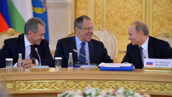 From right: Russia's President Vladimir Putin, Foreign Minister Sergei Lavrov and defense Minister Sergei Shoigu. File photo From right: Russia's President Vladimir Putin, Foreign Minister Sergei Lavrov and defense Minister Sergei Shoigu. File photo - Sputnik International