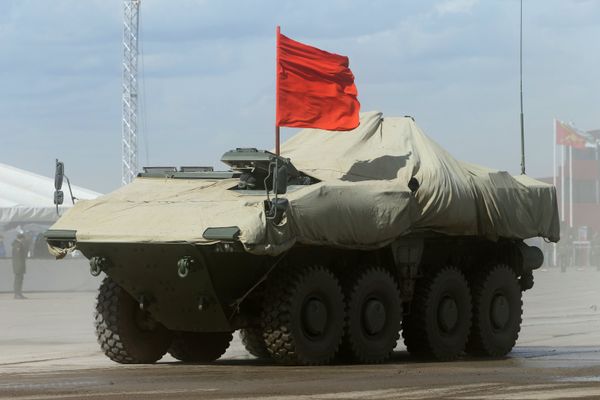 A Bumerang (Boomerang) wheeled armored personnel carrier during the rehearsal of the Victory Day Parade in the Moscow Region - Sputnik International