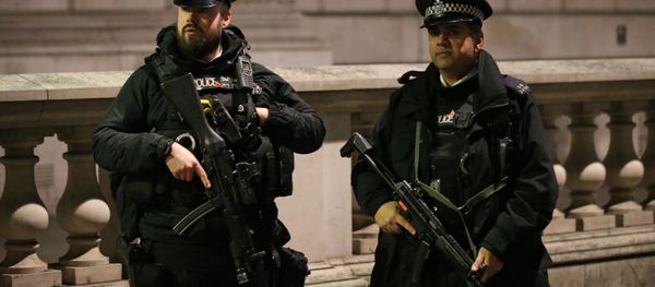 Armed British police officers stand on duty ahead of the New Year's celebrations, in central London. Armed British police officers stand on duty ahead of the New Year's celebrations, in central London. - Sputnik International
