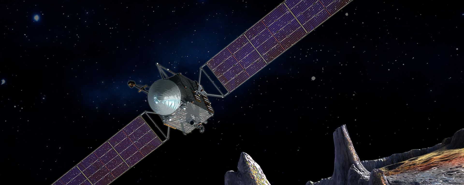 Artist's concept of the Psyche spacecraft, which will conduct a direct exploration of an asteroid thought to be a stripped planetary core. Artist's concept of the Psyche spacecraft, which will conduct a direct exploration of an asteroid thought to be a stripped planetary core. - Sputnik International, 1920, 17.01.2017