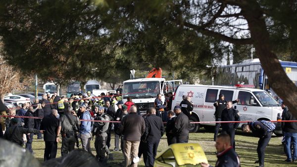 Israeli security forces and emergency personnel gather at the site of a vehicle-ramming attack in Jerusalem - Sputnik International