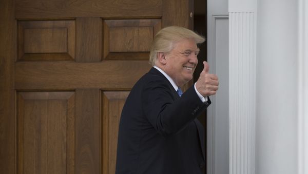 President-elect Donald Trump gives a thumbs up the the media at the clubhouse of Trump National Golf Club November 20, 2016 in Bedminster, New Jersey - Sputnik International
