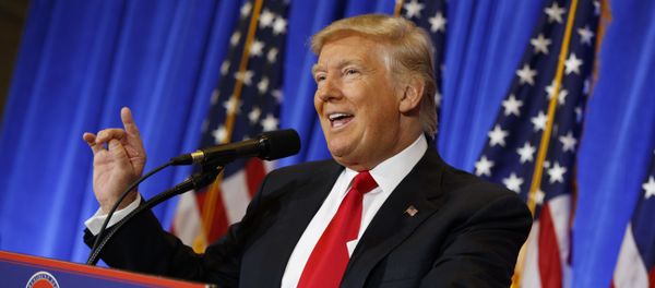 President-elect Donald Trump speaks during a news conference in the lobby of Trump Tower in New York, Wednesday, Jan. 11, 2017 President-elect Donald Trump speaks during a news conference in the lobby of Trump Tower in New York, Wednesday, Jan. 11, 2017 - Sputnik International