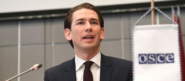 Austrian Foreign Minister Sebastian Kurz is pictured during his speech at the OSCE in Vienna, Austria on January 12, 2017 Austrian Foreign Minister Sebastian Kurz is pictured during his speech at the OSCE in Vienna, Austria on January 12, 2017 - Sputnik International