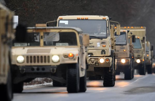 US military vehicles make their way on an army training camp near Brueck, northeastern Germany, on January 11, 2017 US military vehicles make their way on an army training camp near Brueck, northeastern Germany, on January 11, 2017 - Sputnik International