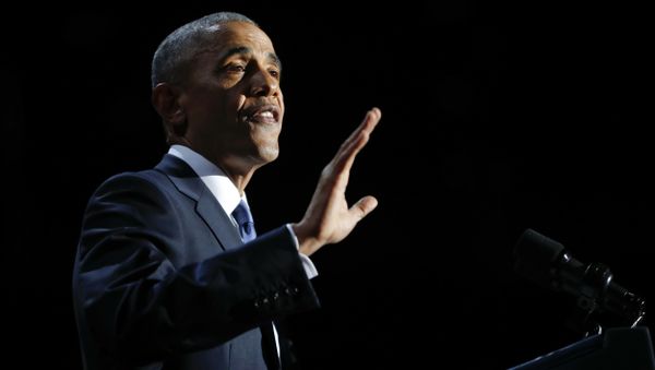 In this Jan. 10, 2017, photo, President Barack Obama speaks during his farewell address at McCormick Place in Chicago - Sputnik International