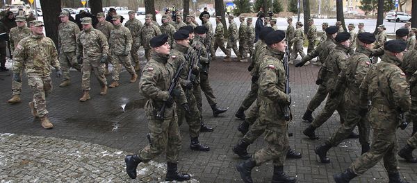 The official welcome ceremony for the US troops convoy in Zagan, Poland, Thursday, Jan. 12, 2017 - Sputnik International