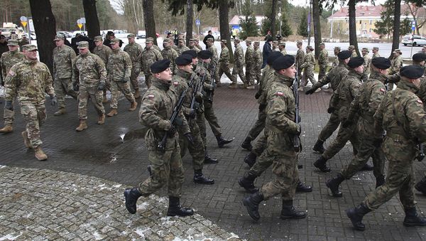 The official welcome ceremony for the US troops convoy in Zagan, Poland, Thursday, Jan. 12, 2017 - Sputnik International