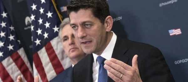 In this Jan. 10, 2017, photo, House Speaker Paul Ryan of Wis., accompanied by House Majority Leader Kevin McCarthy of Calif., meets with reporters on Capitol Hill in Washington In this Jan. 10, 2017, photo, House Speaker Paul Ryan of Wis., accompanied by House Majority Leader Kevin McCarthy of Calif., meets with reporters on Capitol Hill in Washington - Sputnik International