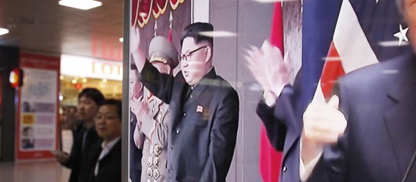 A TV screen shows pictures of U.S. President-elect Donald Trump, right, and North Korean leader Kim Jong Un, at the Seoul Railway Station in Seoul, South Korea, Thursday, Nov. 10, 2016 A TV screen shows pictures of U.S. President-elect Donald Trump, right, and North Korean leader Kim Jong Un, at the Seoul Railway Station in Seoul, South Korea, Thursday, Nov. 10, 2016 - Sputnik International