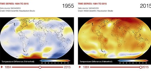 Illustration of changes in the global temperature of the planet. 1955 and 2015 - Sputnik International