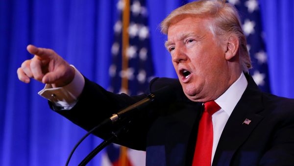 US President-elect Donald Trump speaks during a press conference in Trump Tower, Manhattan, New York, US, January 11, 2017. US President-elect Donald Trump speaks during a press conference in Trump Tower, Manhattan, New York, US, January 11, 2017. - Sputnik International