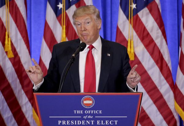 FILE - In this file photo dated Wednesday, Jan. 11, 2017, President-elect Donald Trump speaks during his first news conference as President-elect, in New York FILE - In this file photo dated Wednesday, Jan. 11, 2017, President-elect Donald Trump speaks during his first news conference as President-elect, in New York - Sputnik International
