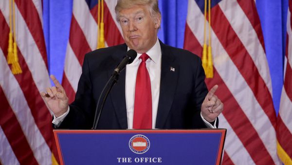 FILE - In this file photo dated Wednesday, Jan. 11, 2017, President-elect Donald Trump speaks during his first news conference as President-elect, in New York - Sputnik International