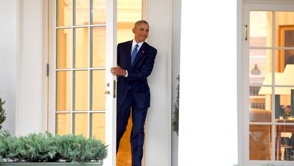 US President Barack Obama departs the Oval Office for the last time as president, at the White House in Washington, DC January 20, 2017 - Sputnik International