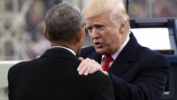 President Donald Trump talks with former President Barack Obama on Capitol Hill in Washington, Friday, Jan. 20, 2017, after Trump took the presidential oath President Donald Trump talks with former President Barack Obama on Capitol Hill in Washington, Friday, Jan. 20, 2017, after Trump took the presidential oath - Sputnik International