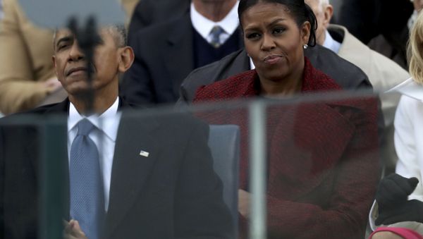 Outgoing US first lady Michelle Obama looking disinterested during the 2017 inauguration ceremonies. Outgoing US first lady Michelle Obama looking disinterested during the 2017 inauguration ceremonies. - Sputnik International