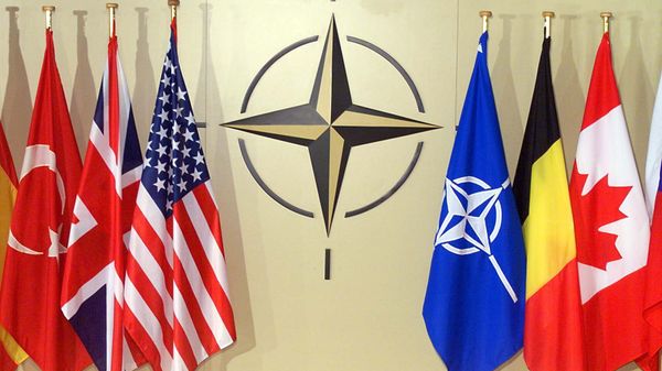 National flags in NATO headquarters in Brussels (File) - Sputnik International
